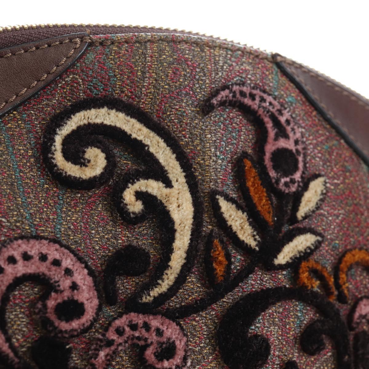 ETRO Paisley Patchwork Shoulder Bag PVC Leather Brown Bordeaux Auth 191827V