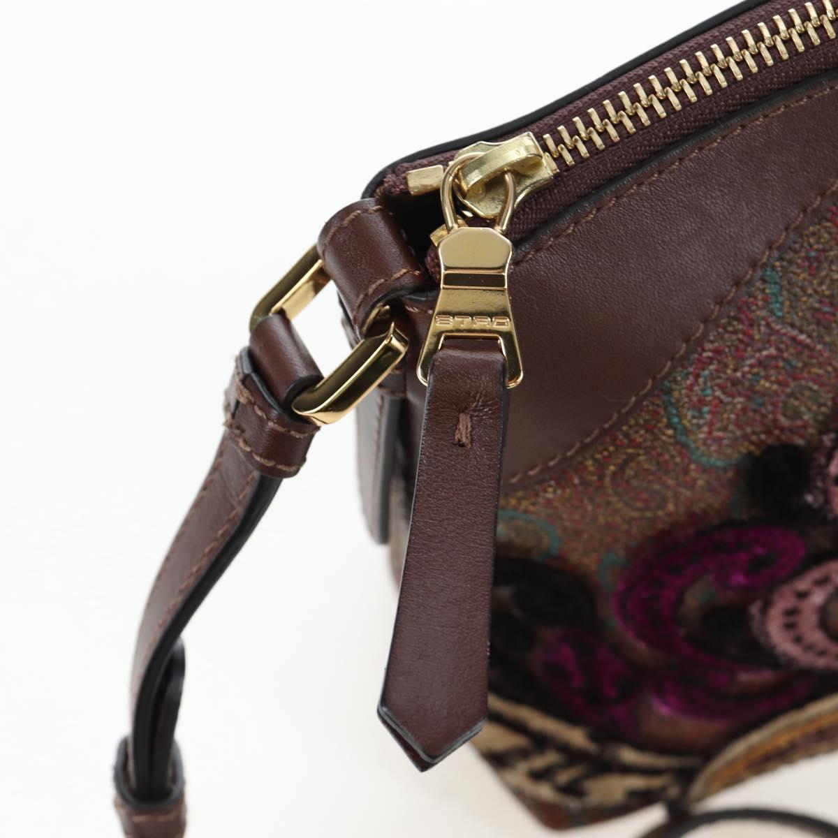 ETRO Paisley Patchwork Shoulder Bag PVC Leather Brown Bordeaux Auth 191827V
