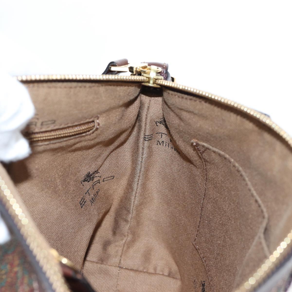 ETRO Paisley Patchwork Shoulder Bag PVC Leather Brown Bordeaux Auth 191827V