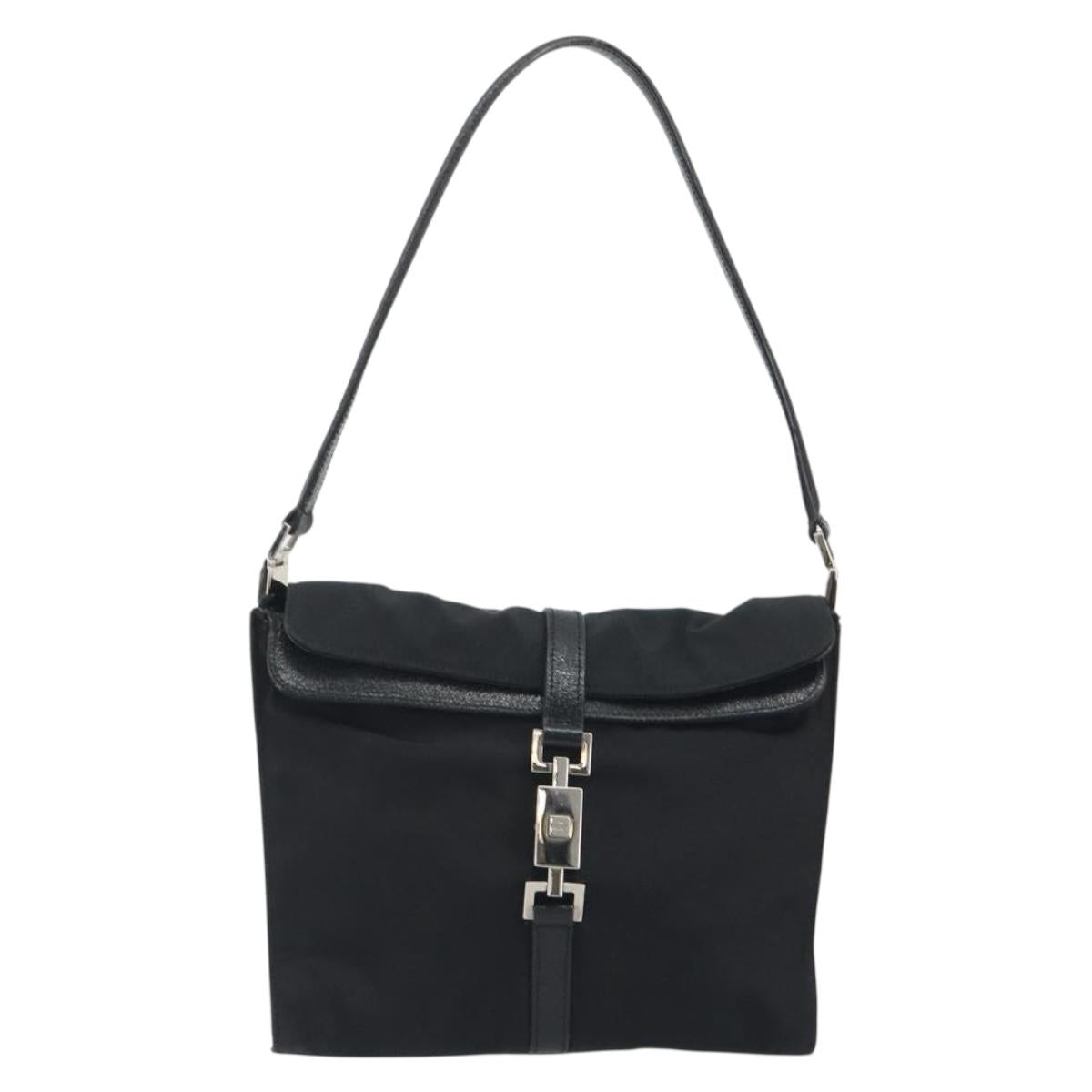 GUCCI Hand Bag Canvas Black Silver 001 3734 Auth 191829A