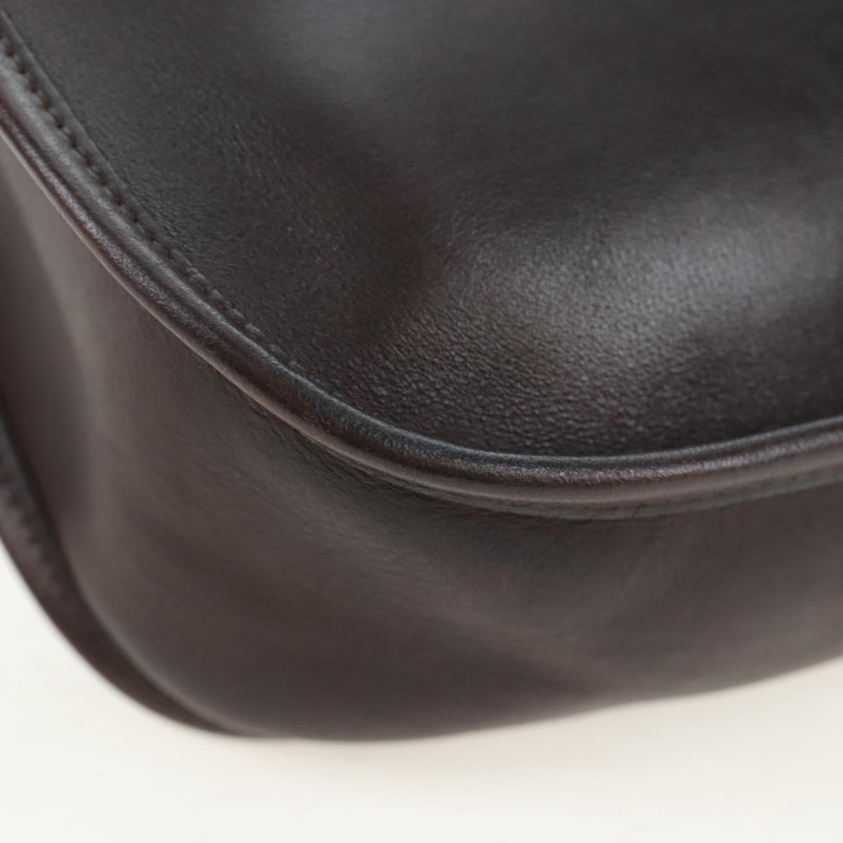 HERMES Evelyn Shoulder Bag Leather Brown Silver Auth 191831M