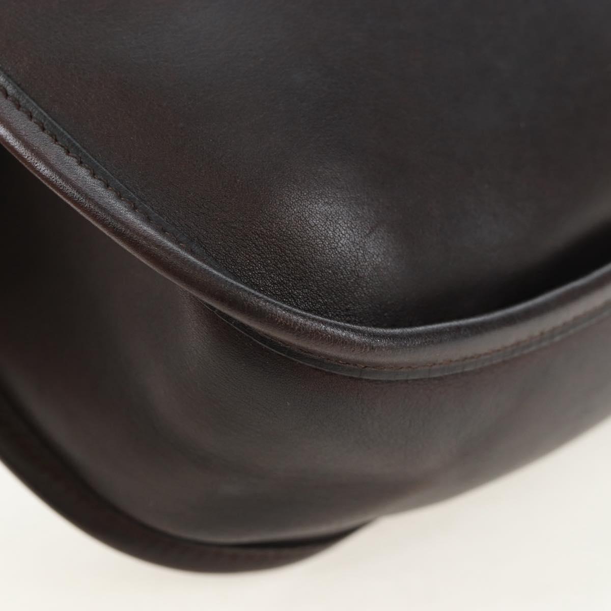 HERMES Evelyn Shoulder Bag Leather Brown Silver Auth 191831M