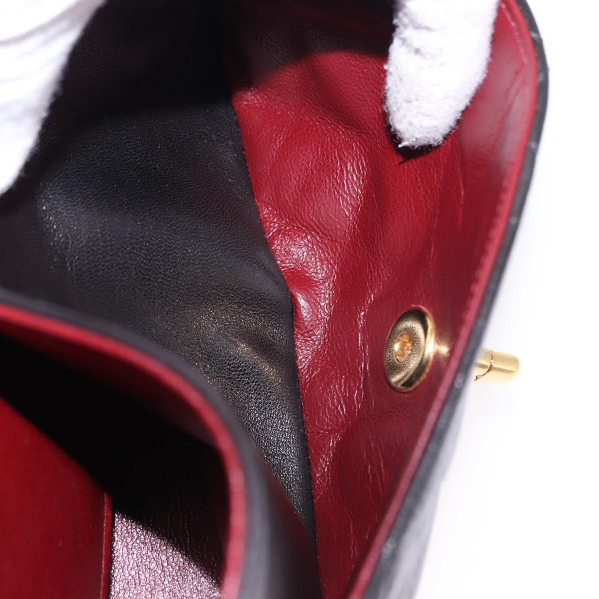 CHANEL Double Flap Chain Matelasse25 Bag Lamb Skin Black Gold CC Auth 191833SAM