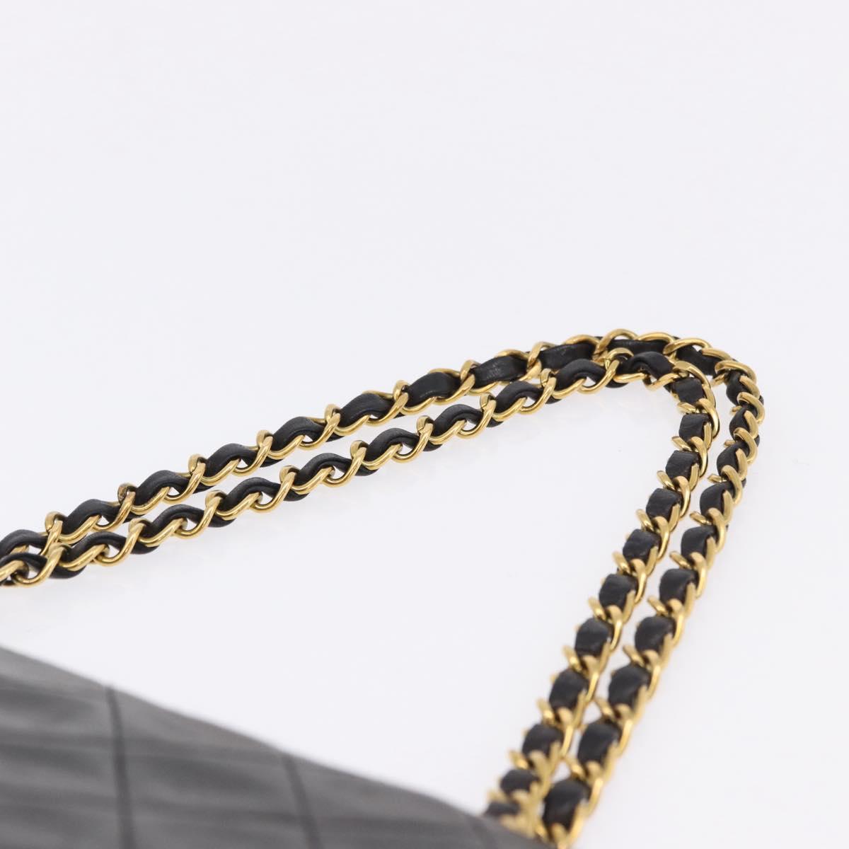 CHANEL Chain Matelasse25 Shoulder Bag Lamb Skin Black Gold CC Auth 191834SAM