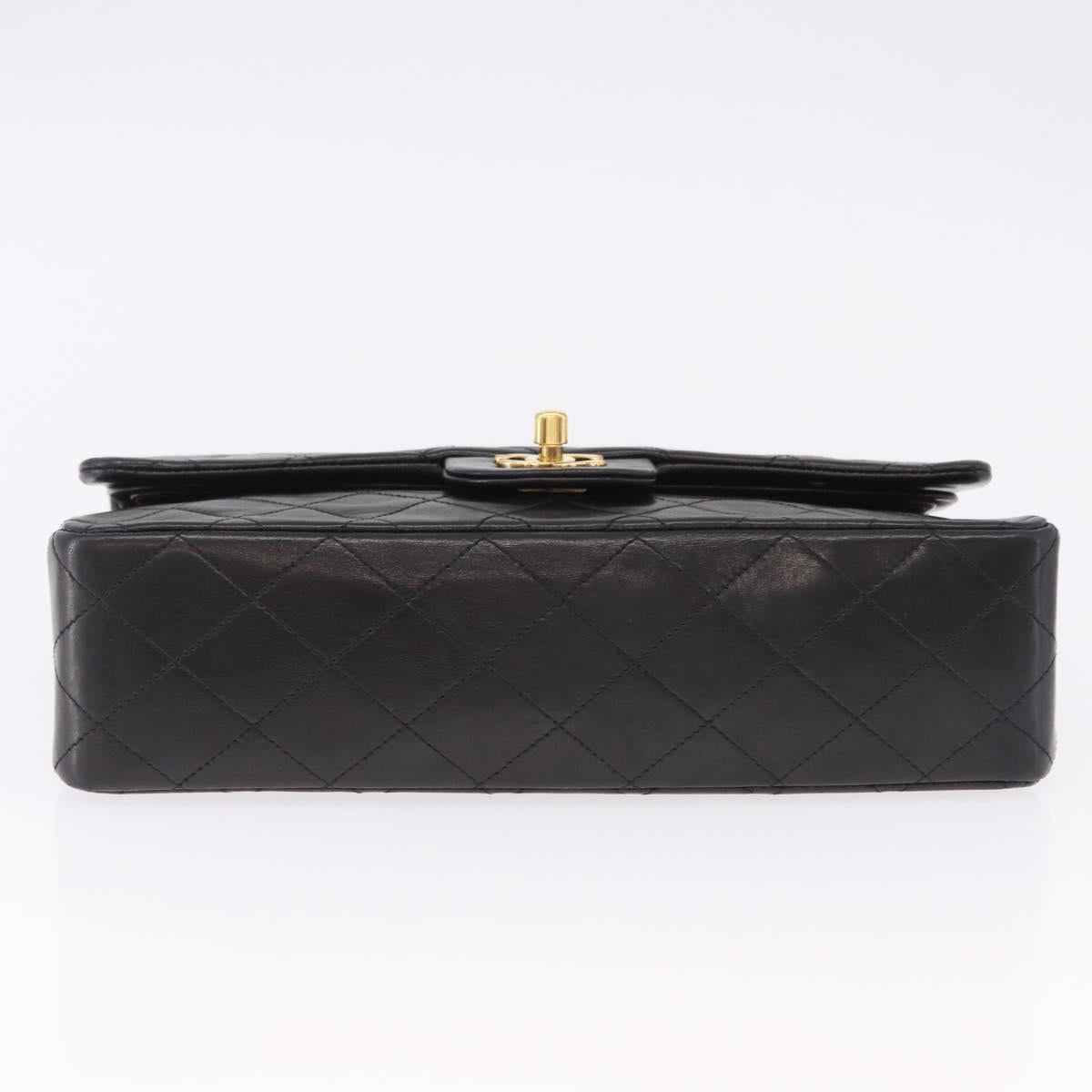 CHANEL Chain Matelasse25 Shoulder Bag Lamb Skin Black Gold CC Auth 191834SAM