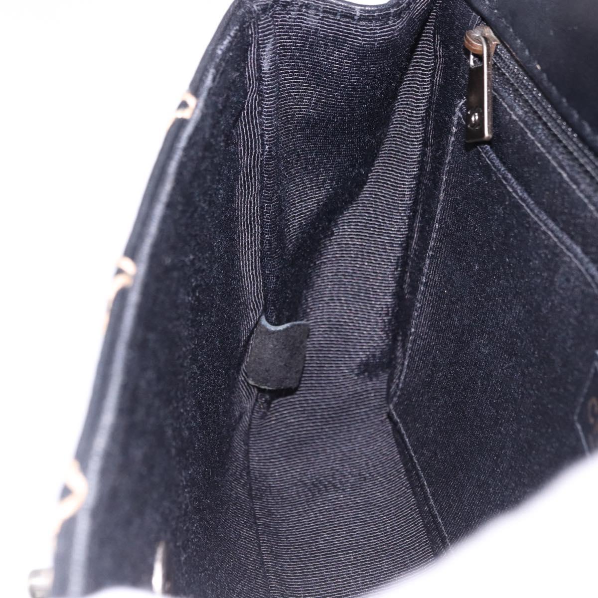 CHANEL Wild Stitch Chain Shoulder Bag Leather Black Gold CC Auth 191835M