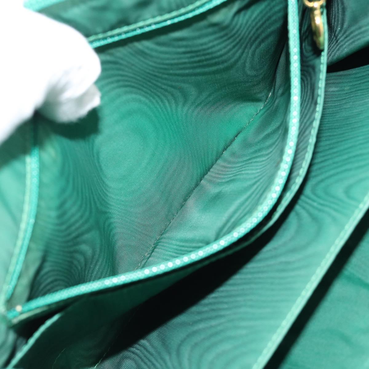 CHANEL COCO Mark Clutch Bag Caviar Skin Green Gold CC Auth 191836A