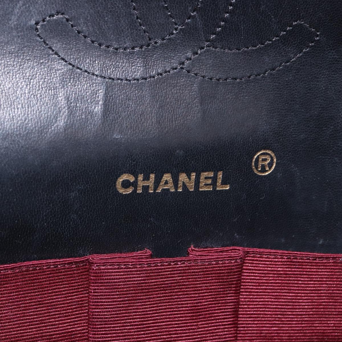 CHANEL Matelasse Chain Shoulder Bag Lamb Skin Black Gold CC Auth 191837M