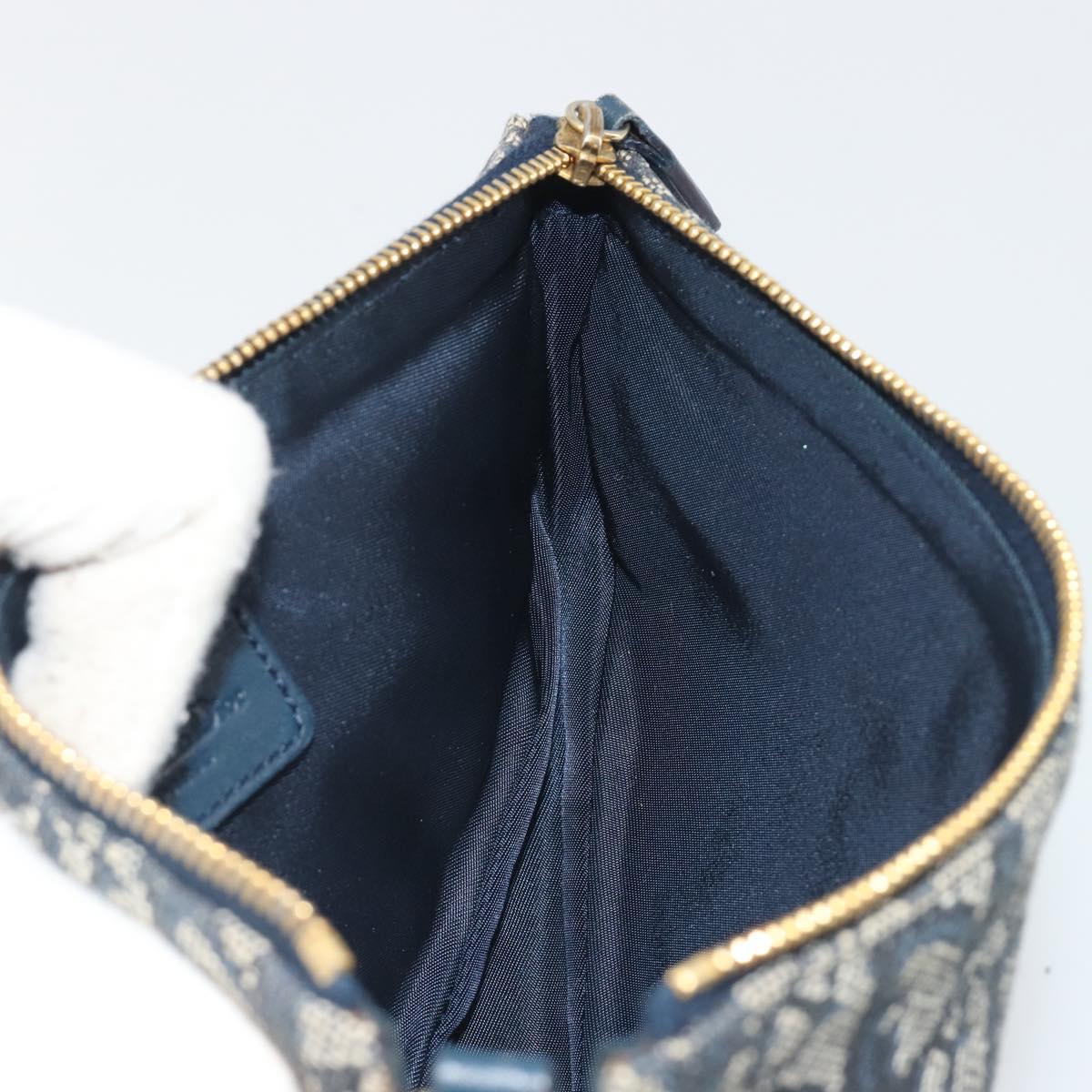 Christian Dior Trotter Canvas Saddle Pouch Navy Gold Auth 191838V