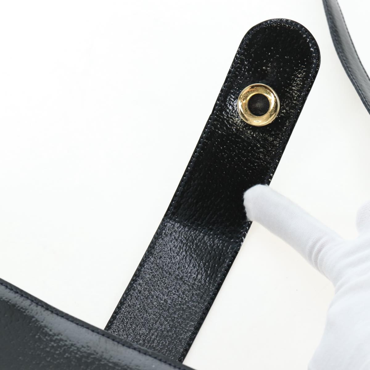 CELINE Shoulder Bag Patent leather Green Gold Auth 191839V