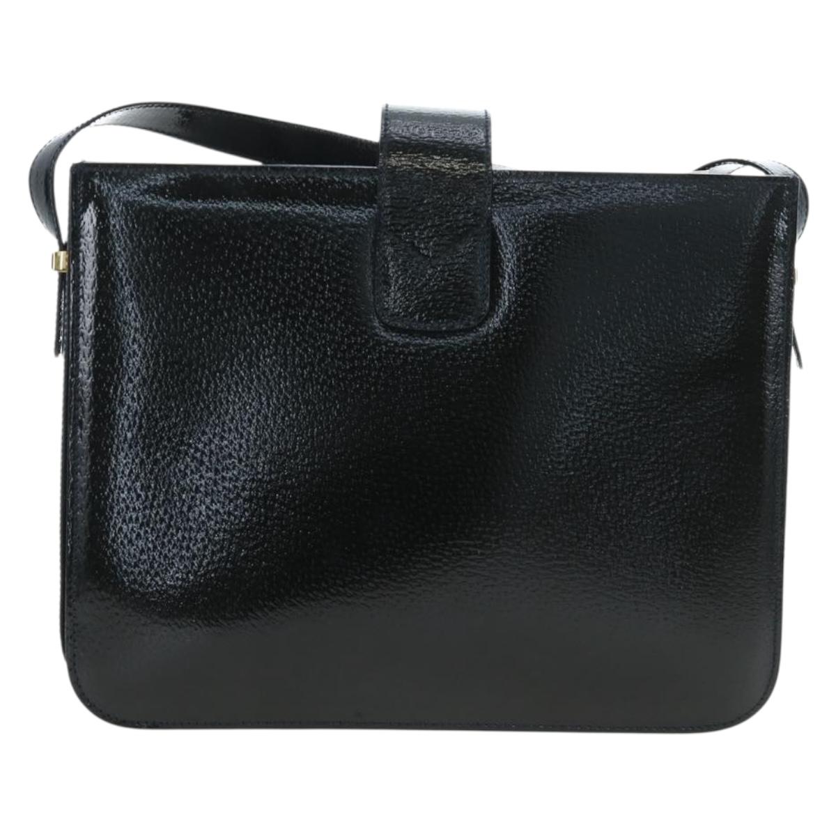 CELINE Shoulder Bag Patent leather Green Gold Auth 191839V