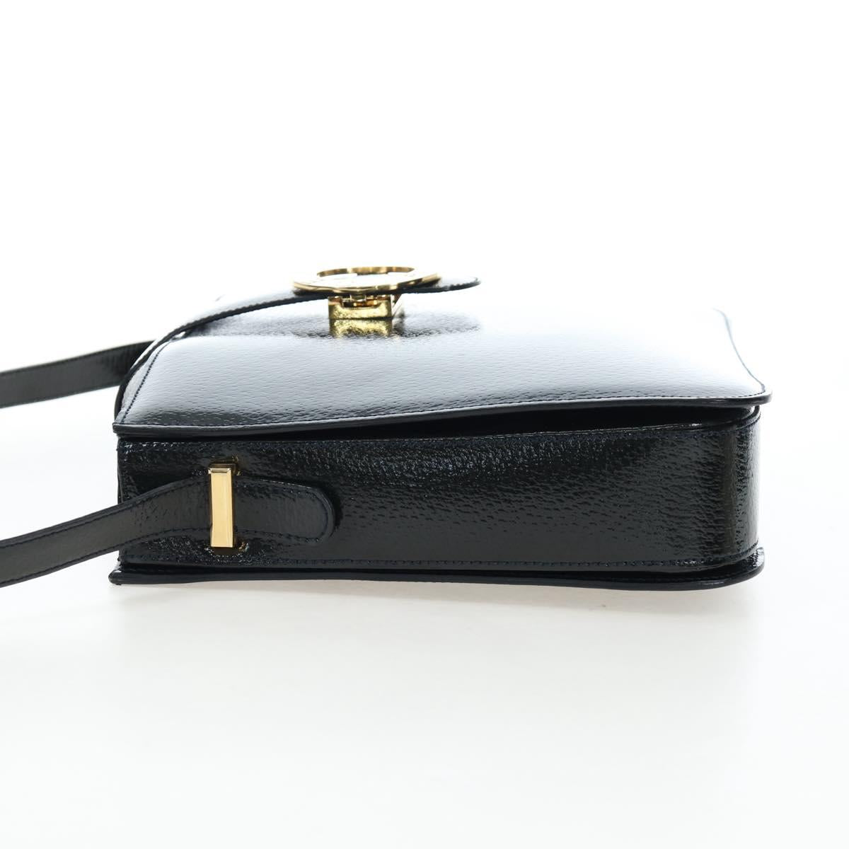 CELINE Shoulder Bag Patent leather Green Gold Auth 191839V