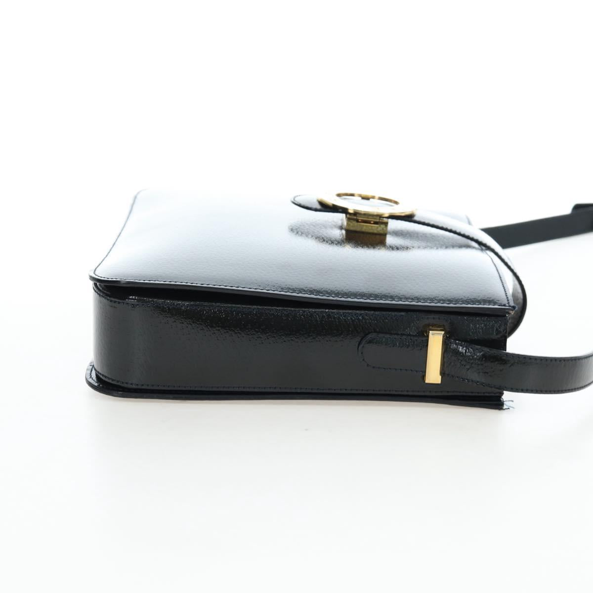 CELINE Shoulder Bag Patent leather Green Gold Auth 191839V