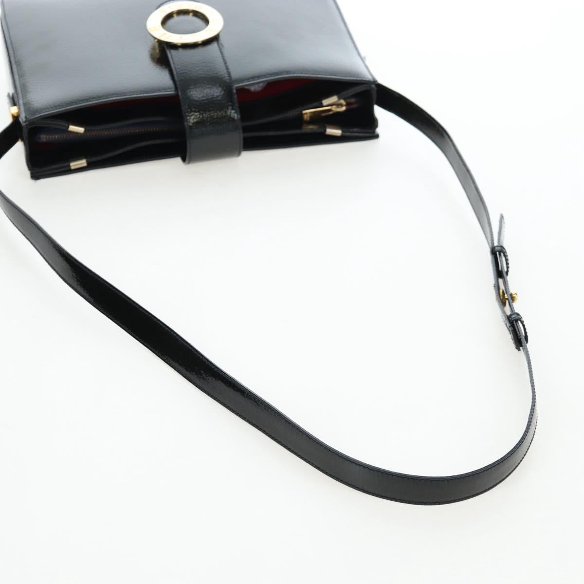 CELINE Shoulder Bag Patent leather Green Gold Auth 191839V