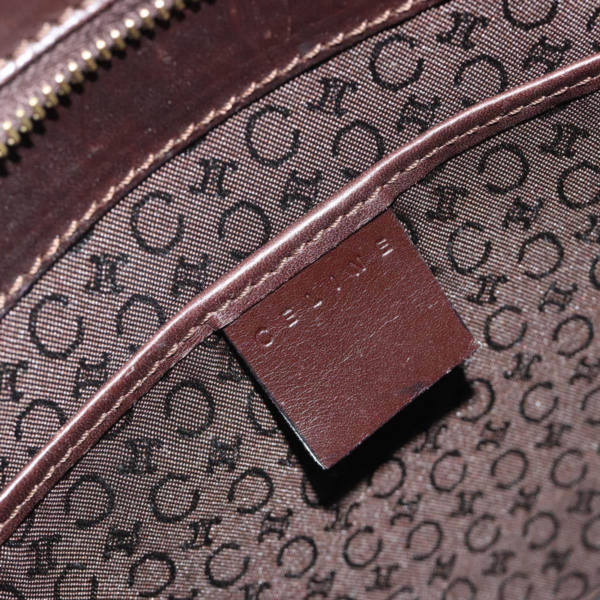 CELINE C Macadam Canvas Hand Bag Leather Dark Brown Gold Auth 191840A