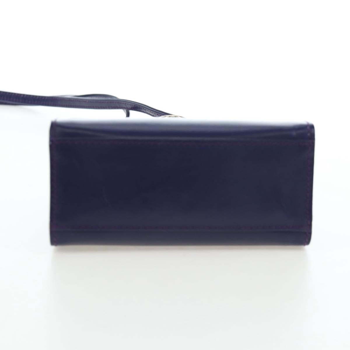 CELINE Hand Bag Leather 2way Purple Gold Auth 191842V