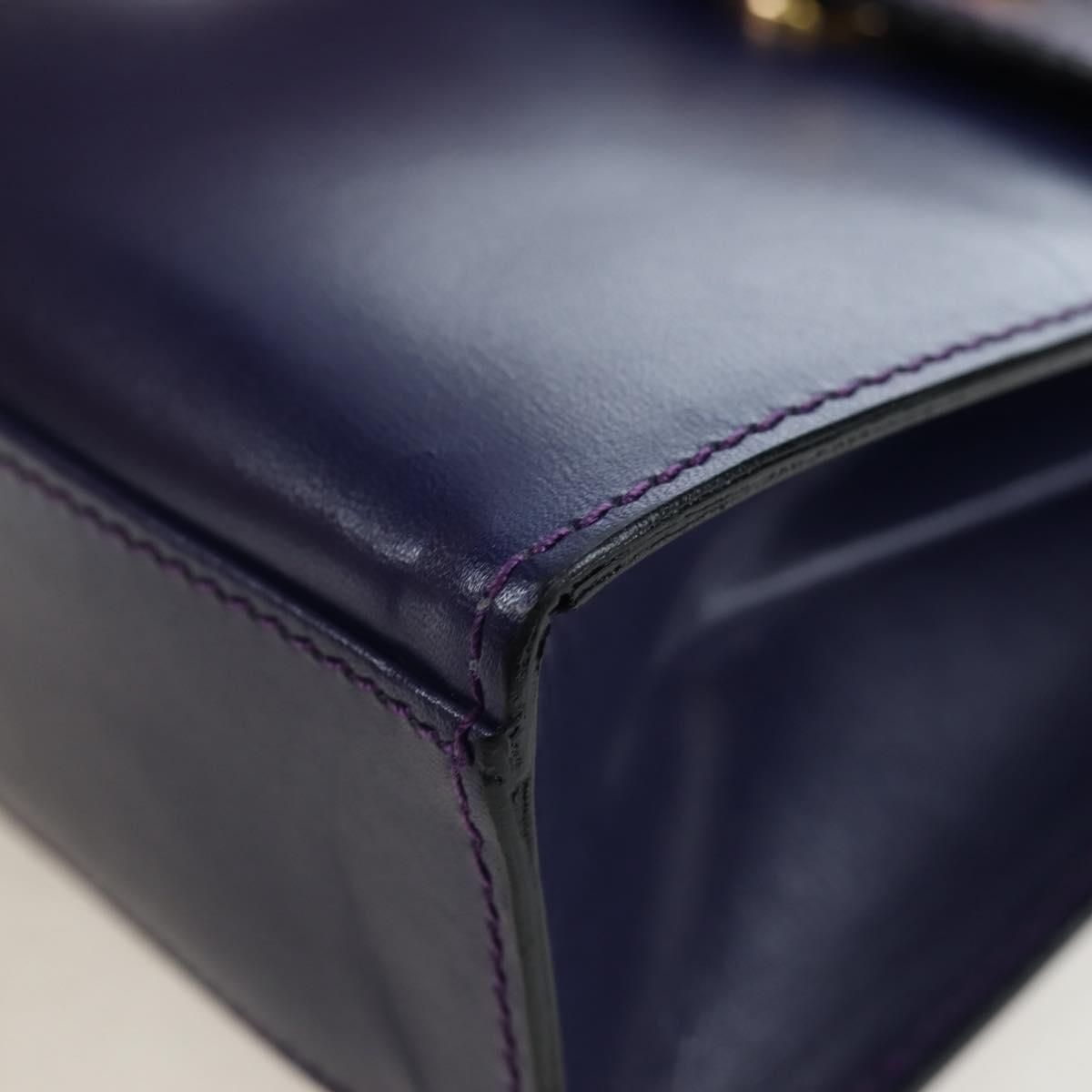 CELINE Hand Bag Leather 2way Purple Gold Auth 191842V