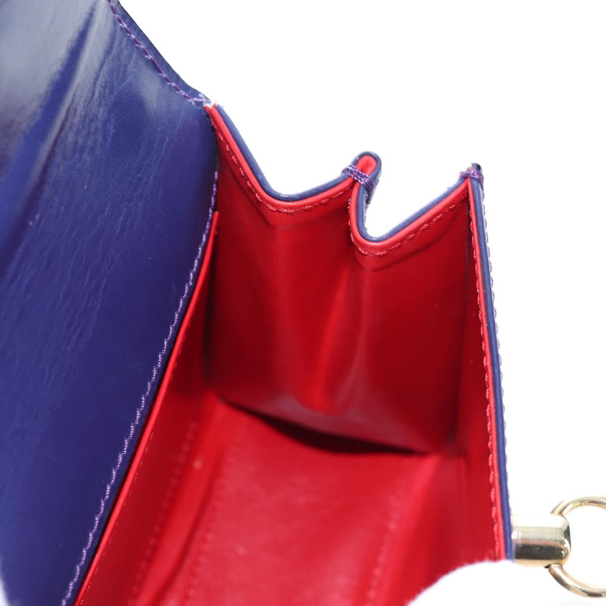 CELINE Hand Bag Leather 2way Purple Gold Auth 191842V