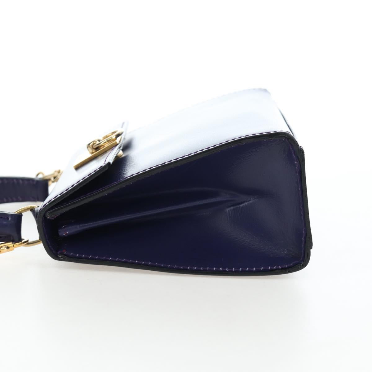 CELINE Hand Bag Leather 2way Purple Gold Auth 191842V