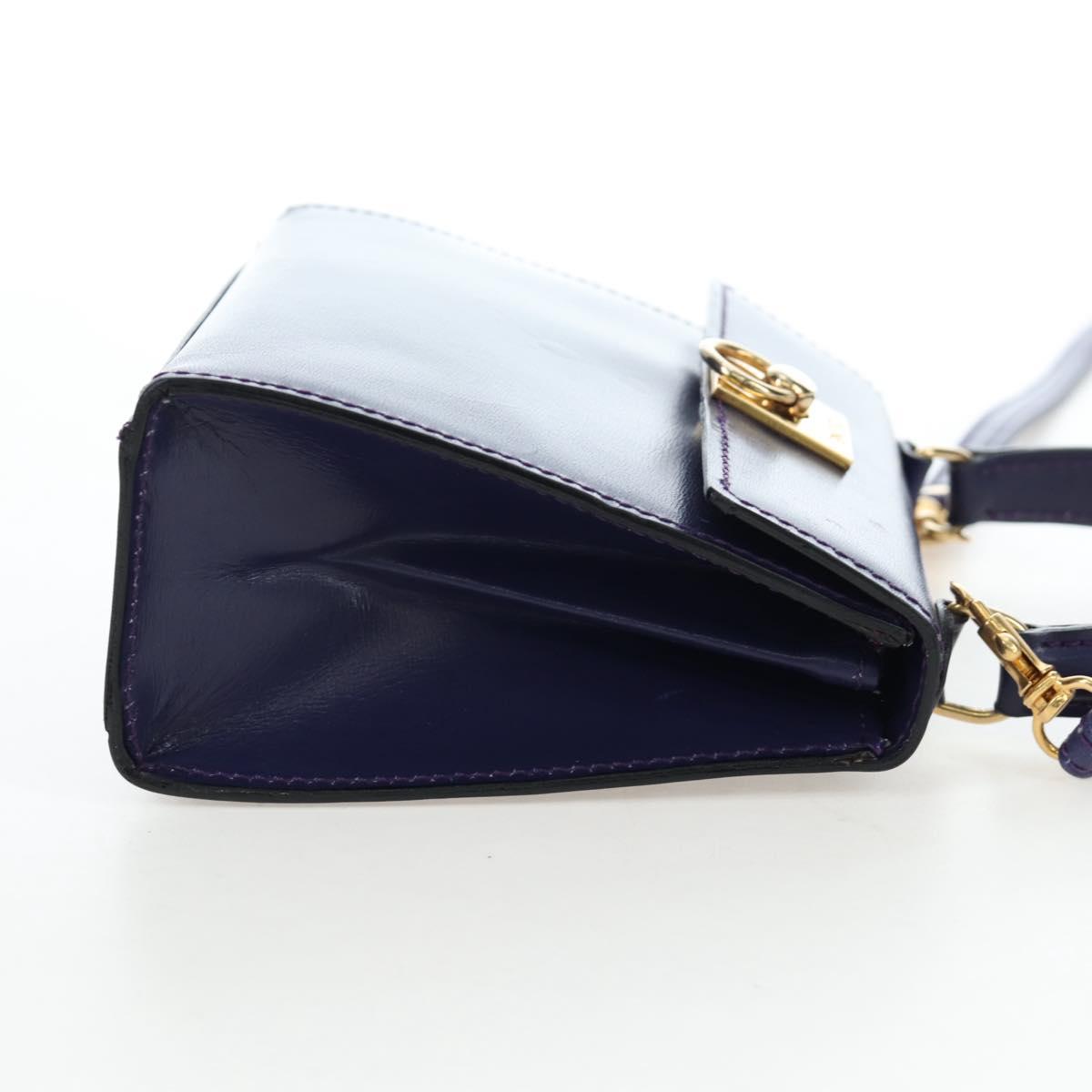 CELINE Hand Bag Leather 2way Purple Gold Auth 191842V
