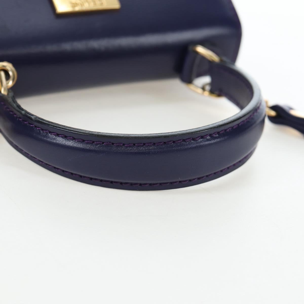 CELINE Hand Bag Leather 2way Purple Gold Auth 191842V