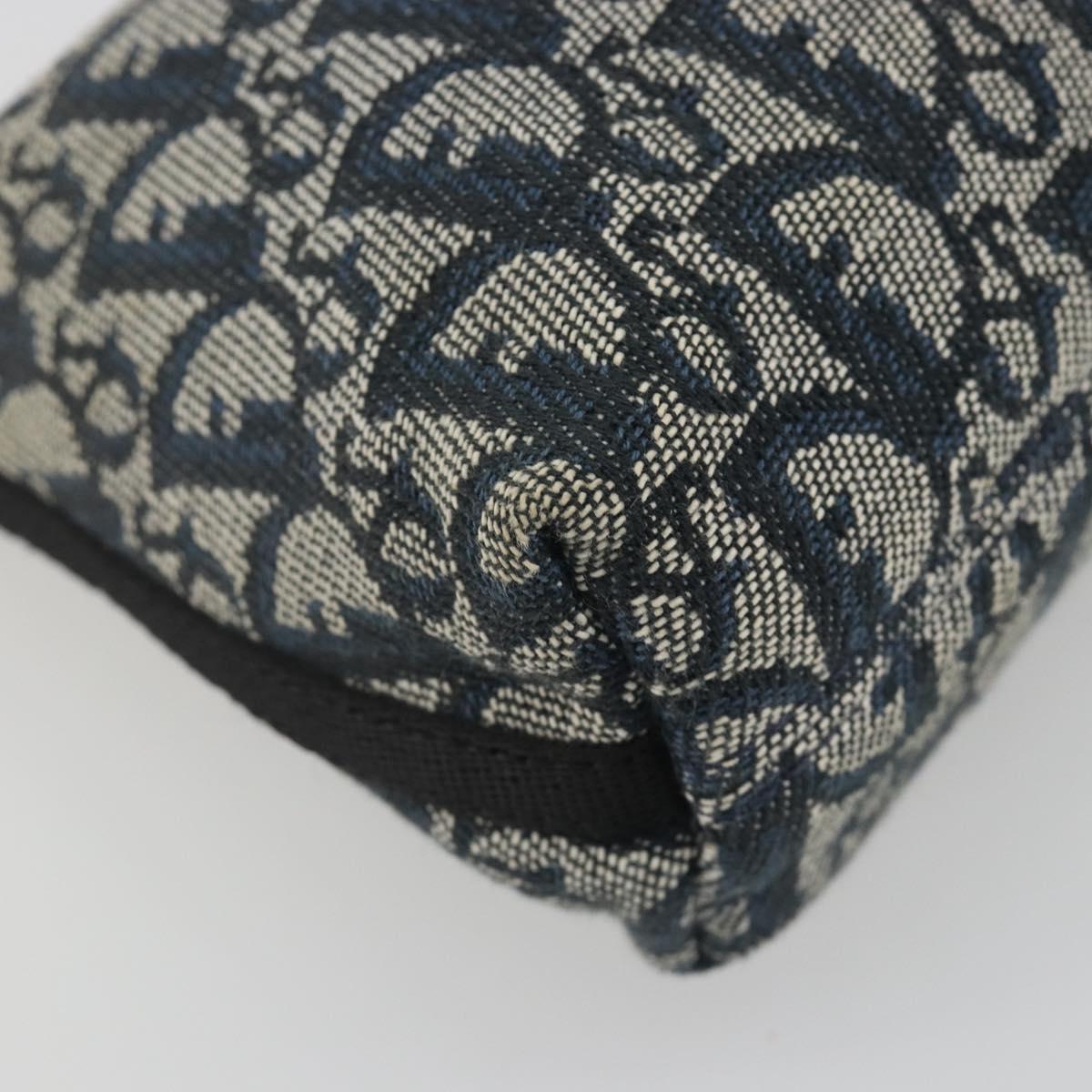 Christian Dior Trotter Canvas Shoulder Bag Navy Silver Auth 191848A