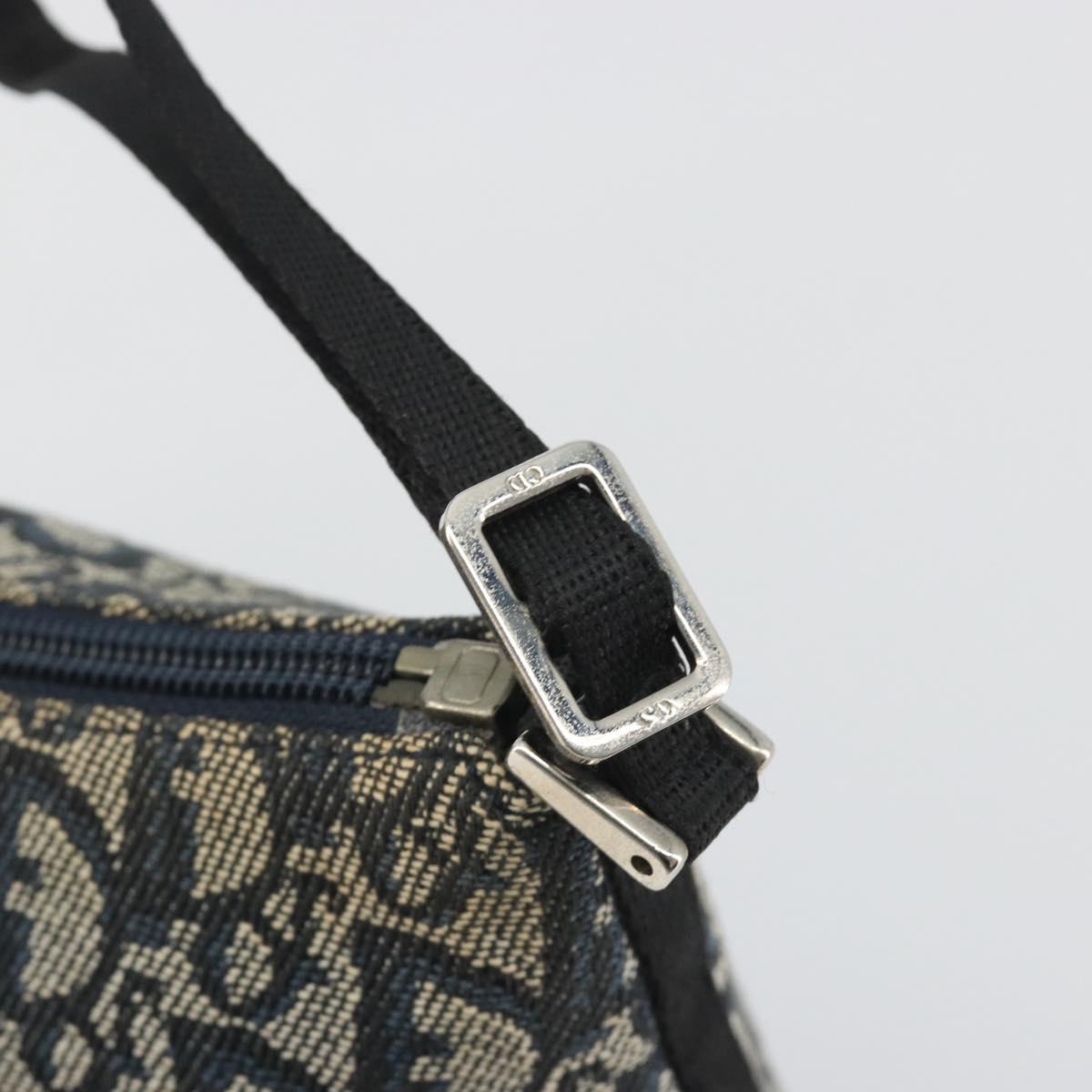 Christian Dior Trotter Canvas Shoulder Bag Navy Silver Auth 191848A