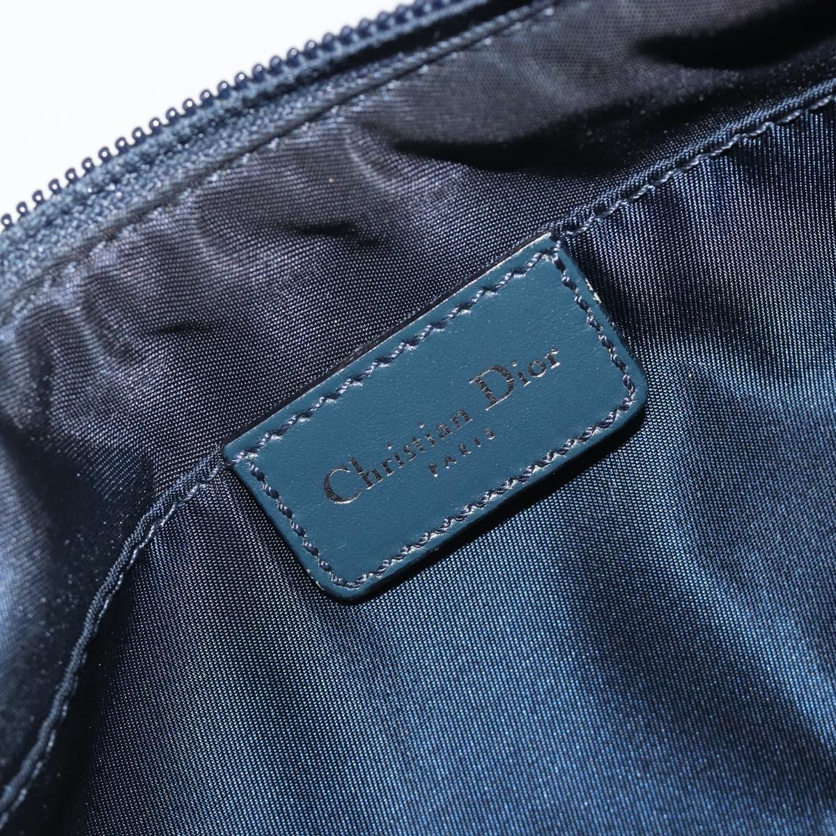 Christian Dior Trotter Canvas Shoulder Bag Navy Silver Auth 191848A