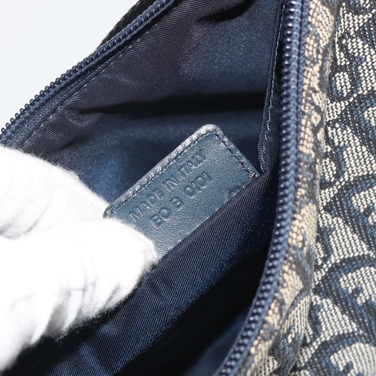 Christian Dior Trotter Canvas Shoulder Bag Navy Silver Auth 191848A