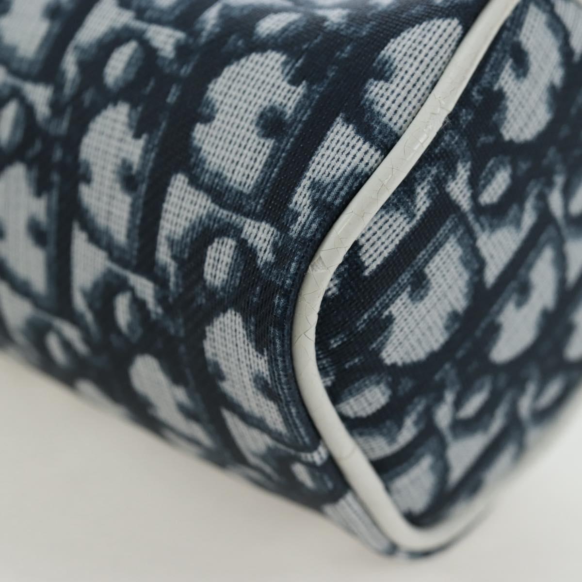 Christian Dior Trotter Canvas Pouch PVC Navy Silver Auth 191849V