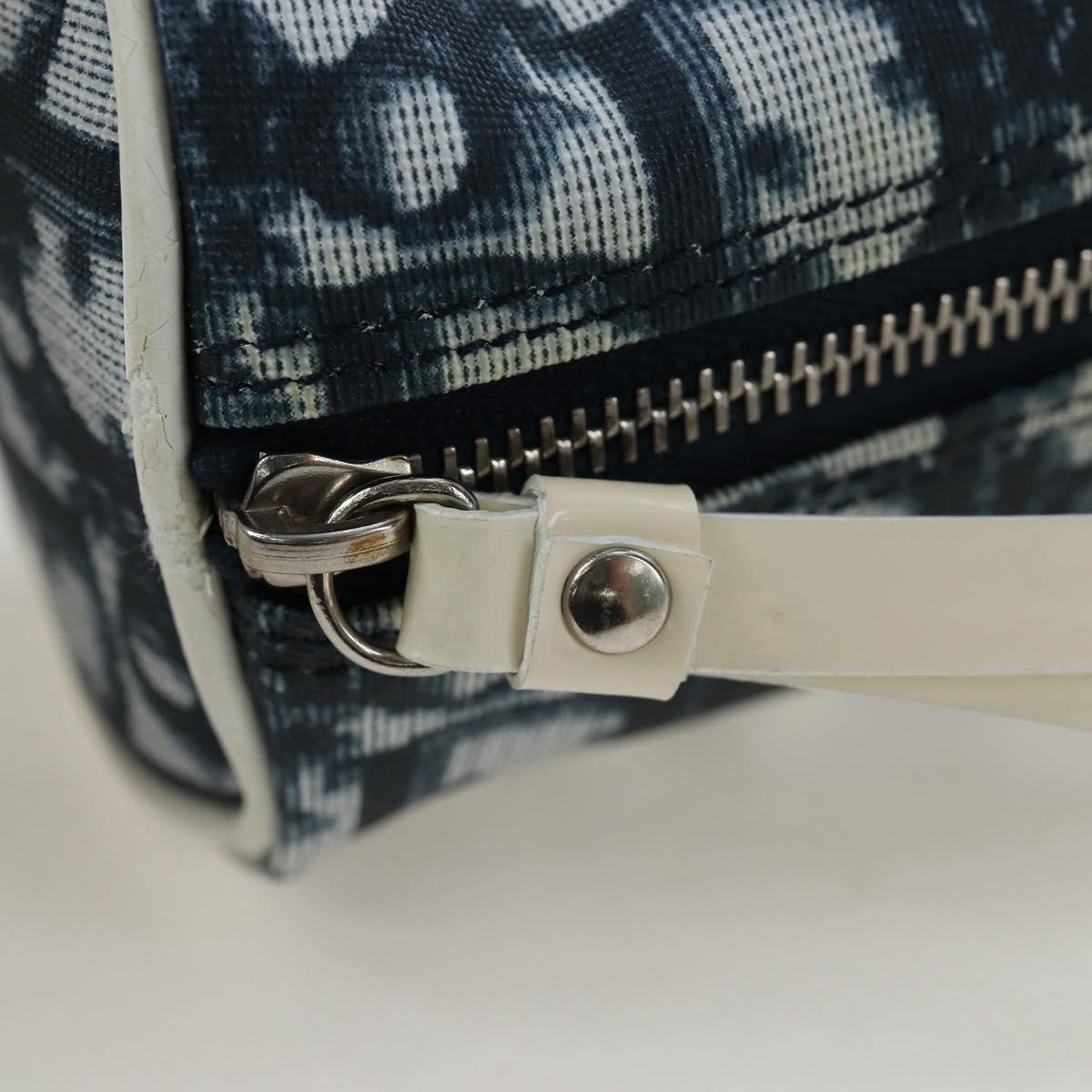 Christian Dior Trotter Canvas Pouch PVC Navy Silver Auth 191849V