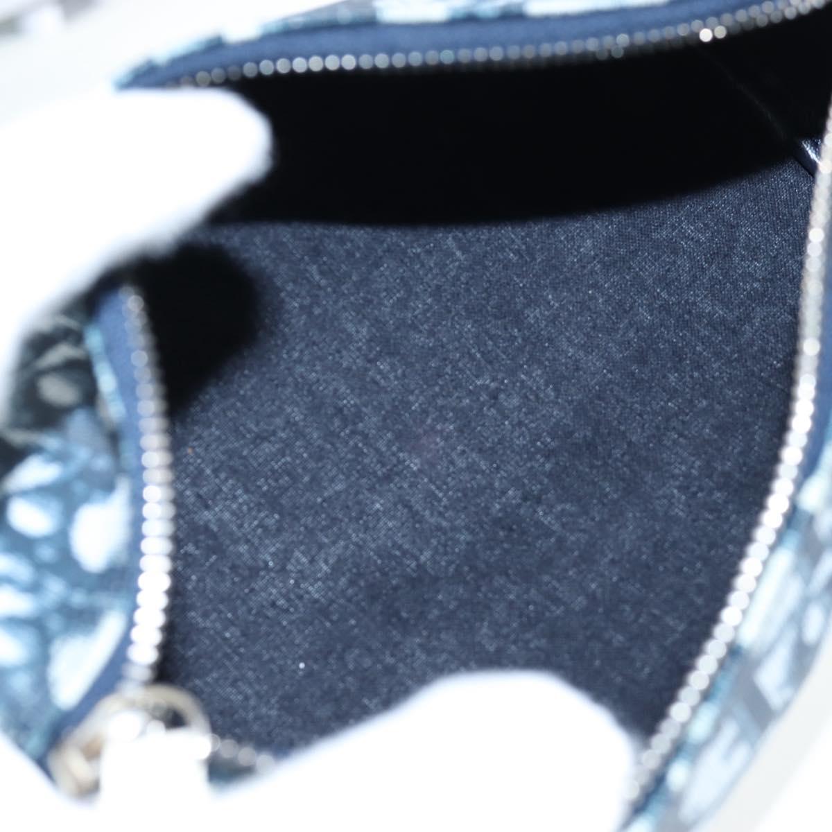 Christian Dior Trotter Canvas Pouch PVC Navy Silver Auth 191849V