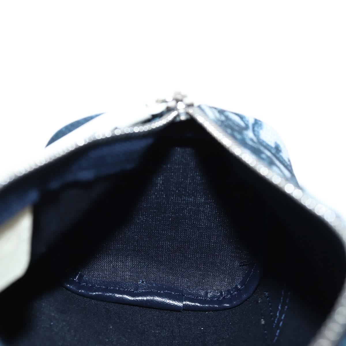 Christian Dior Trotter Canvas Pouch PVC Navy Silver Auth 191849V