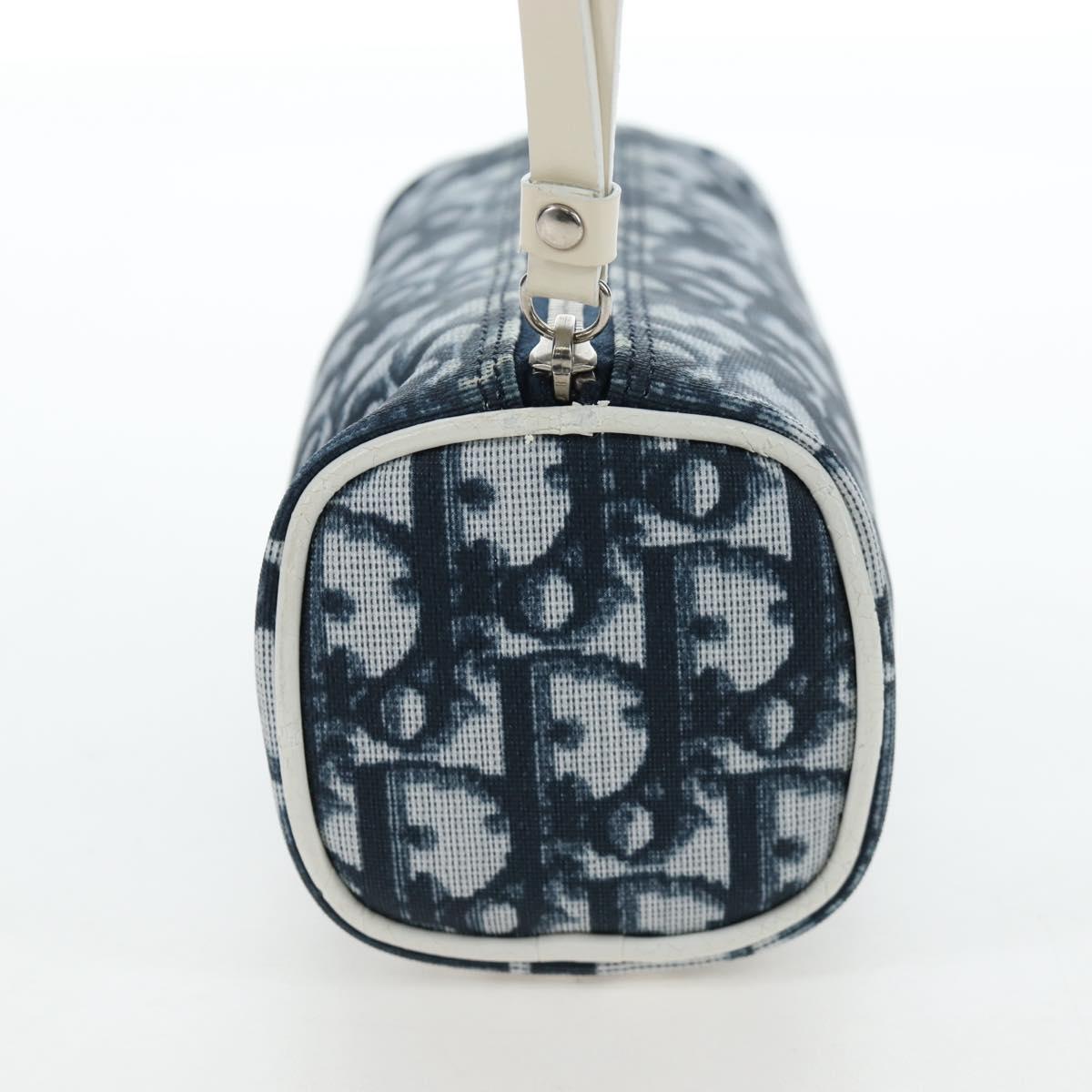 Christian Dior Trotter Canvas Pouch PVC Navy Silver Auth 191849V