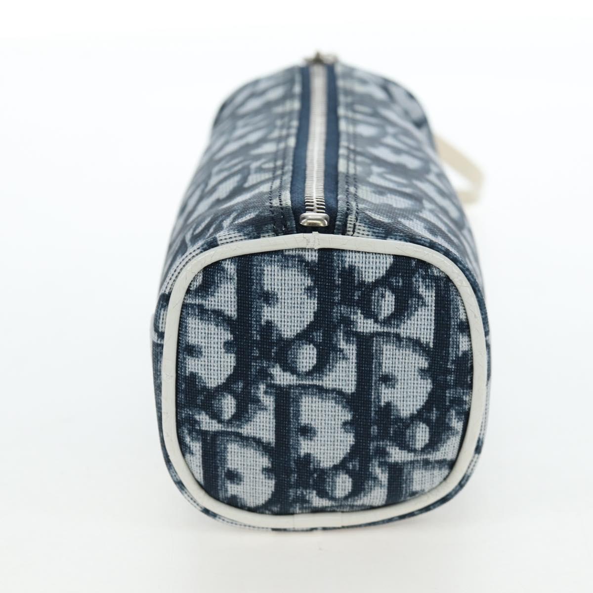 Christian Dior Trotter Canvas Pouch PVC Navy Silver Auth 191849V