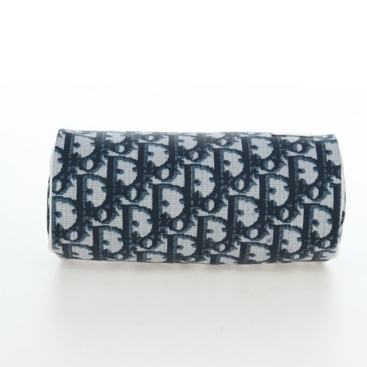 Christian Dior Trotter Canvas Pouch PVC Navy Silver Auth 191849V