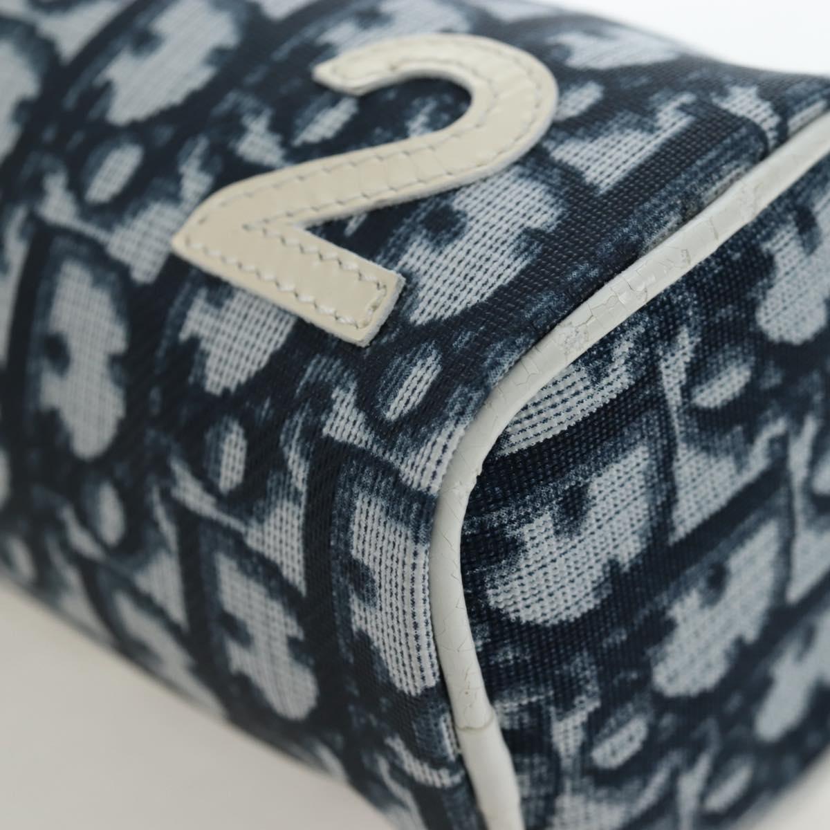 Christian Dior Trotter Canvas Pouch PVC Navy Silver Auth 191849V