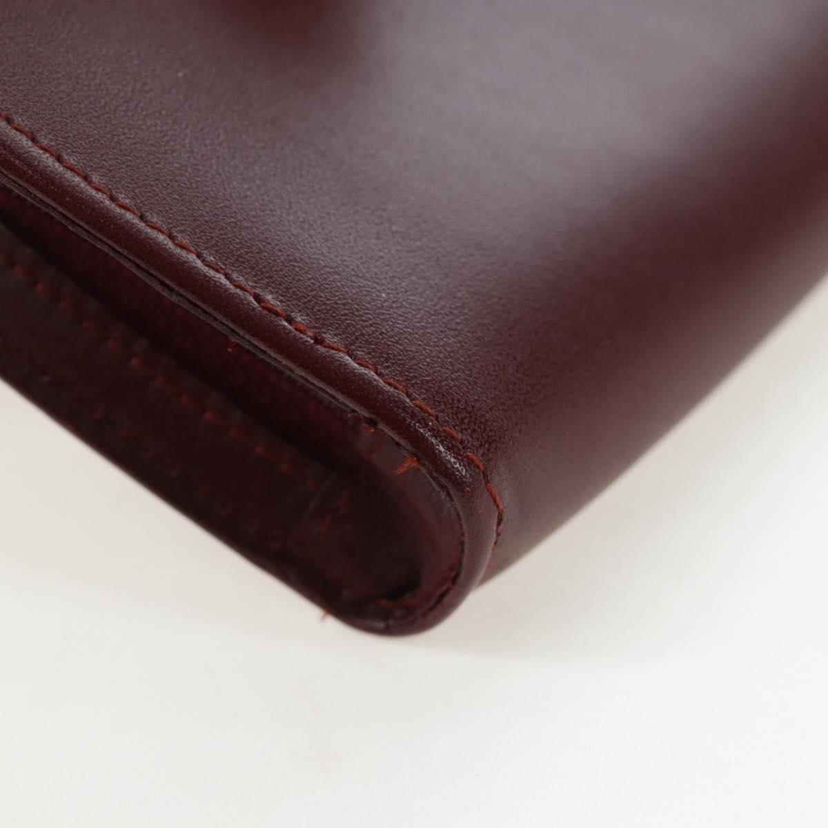 CARTIER Must Line Coin Purse Leather Bordeaux Gold Auth 191851V