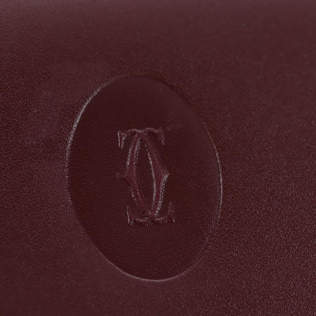 CARTIER Must Line Coin Purse Leather Bordeaux Gold Auth 191851V