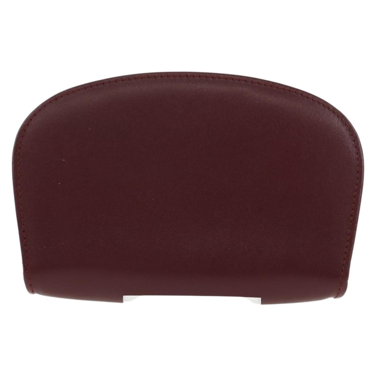 CARTIER Must Line Coin Purse Leather Bordeaux Gold Auth 191851V