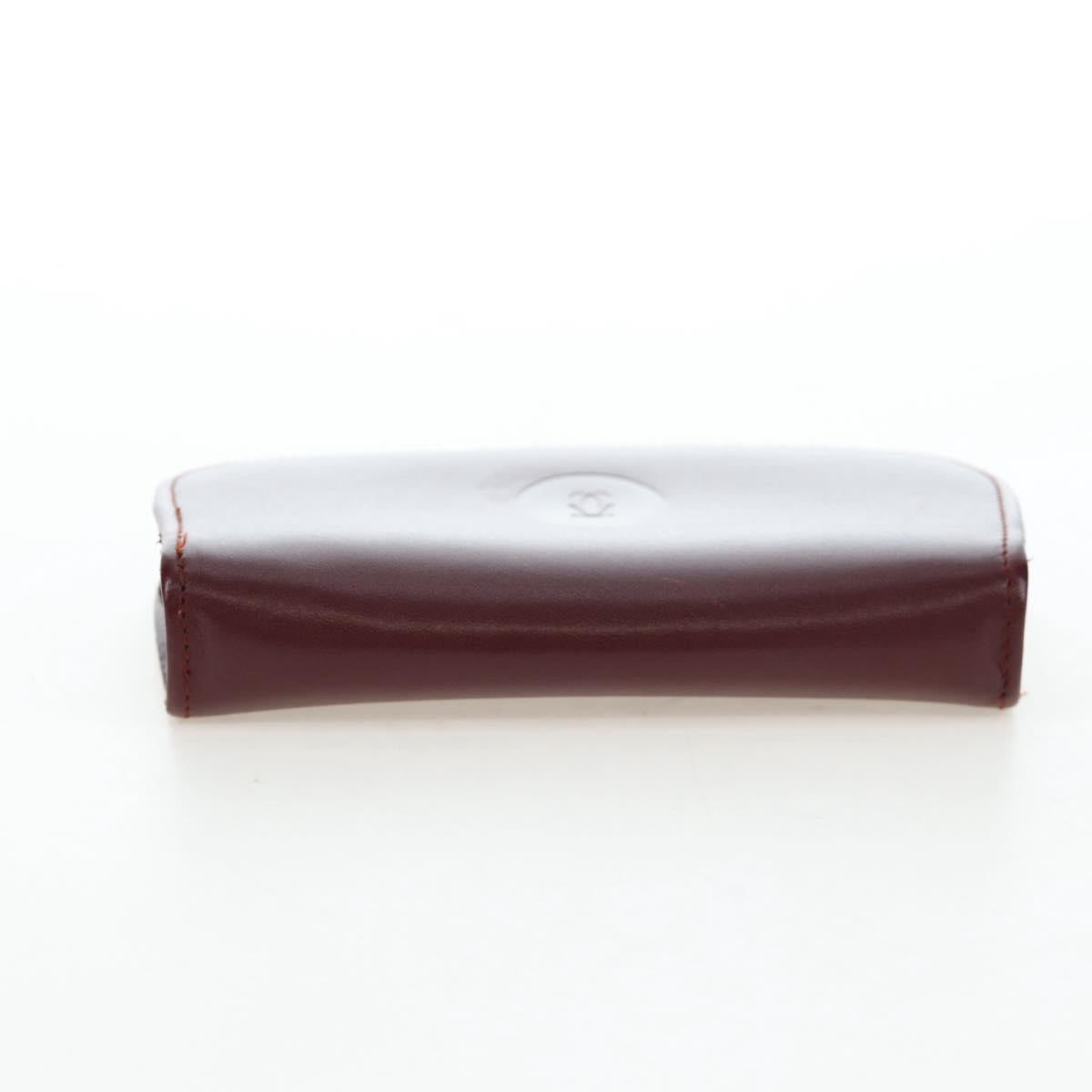 CARTIER Must Line Coin Purse Leather Bordeaux Gold Auth 191851V
