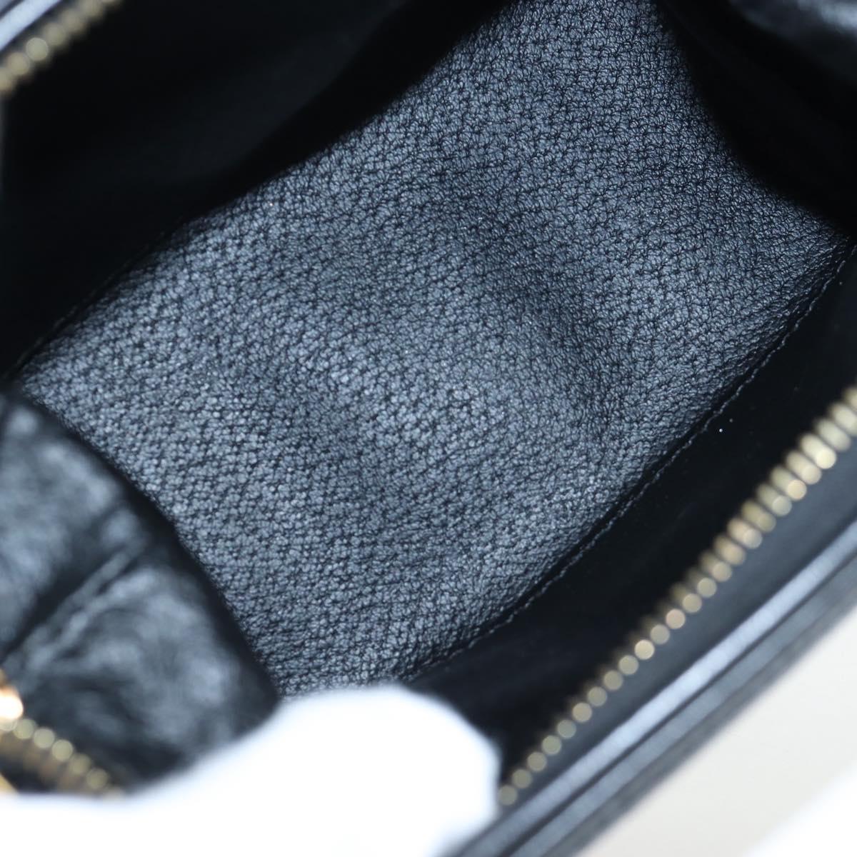 CELINE Macadam Canvas Pouch PVC Leather Black Gold Auth 191852V