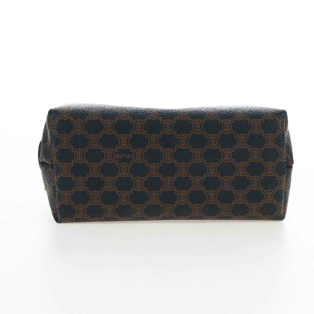 CELINE Macadam Canvas Pouch PVC Leather Black Gold Auth 191852V