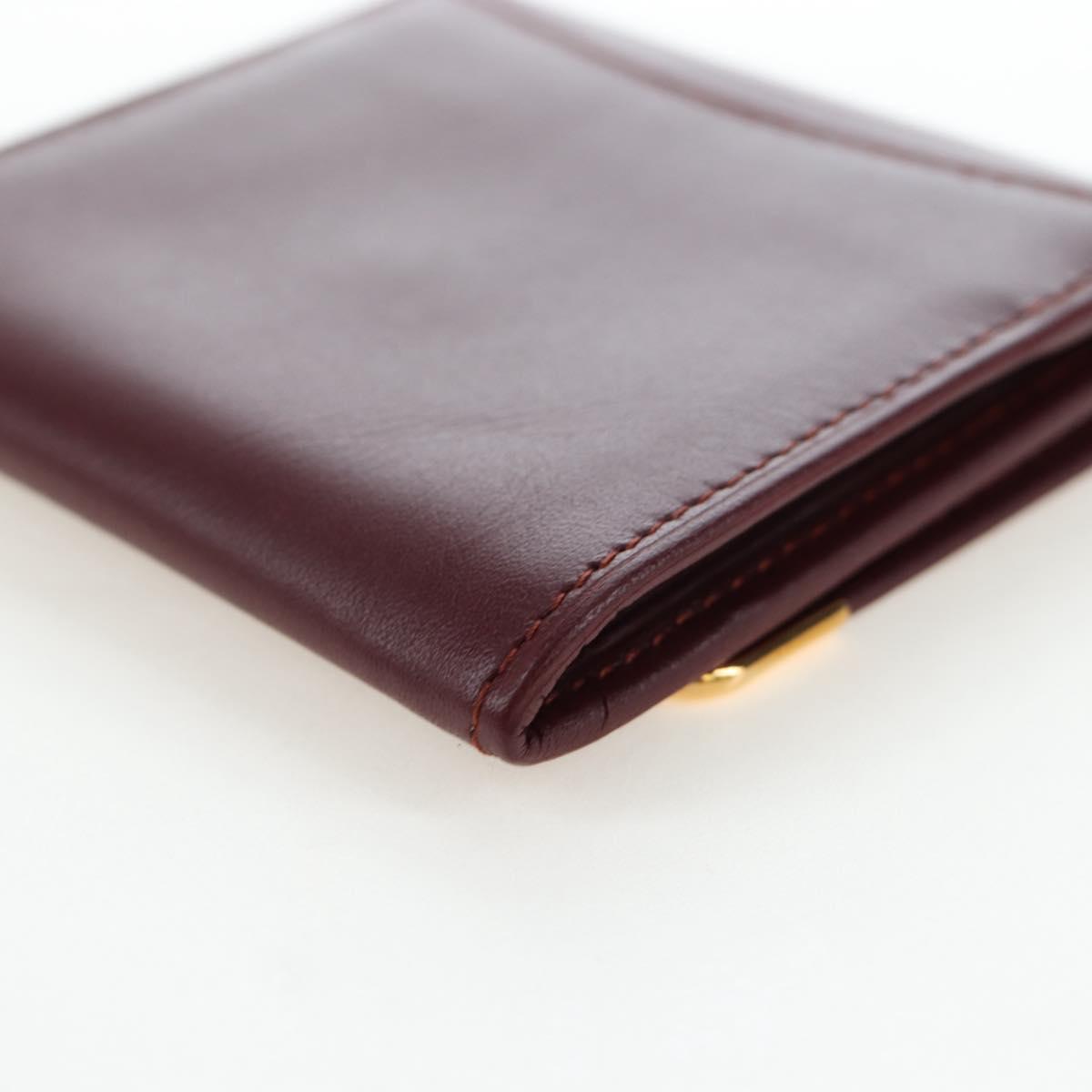 CARTIER Must Line Coin Purse Leather Bordeaux Gold Auth 191853V