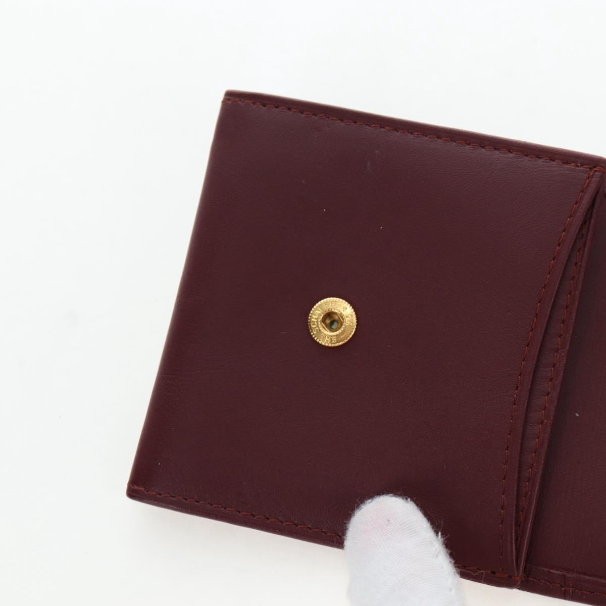 CARTIER Must Line Coin Purse Leather Bordeaux Gold Auth 191853V