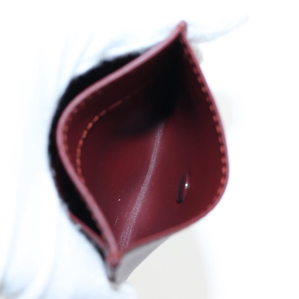 CARTIER Must Line Coin Purse Leather Bordeaux Gold Auth 191853V