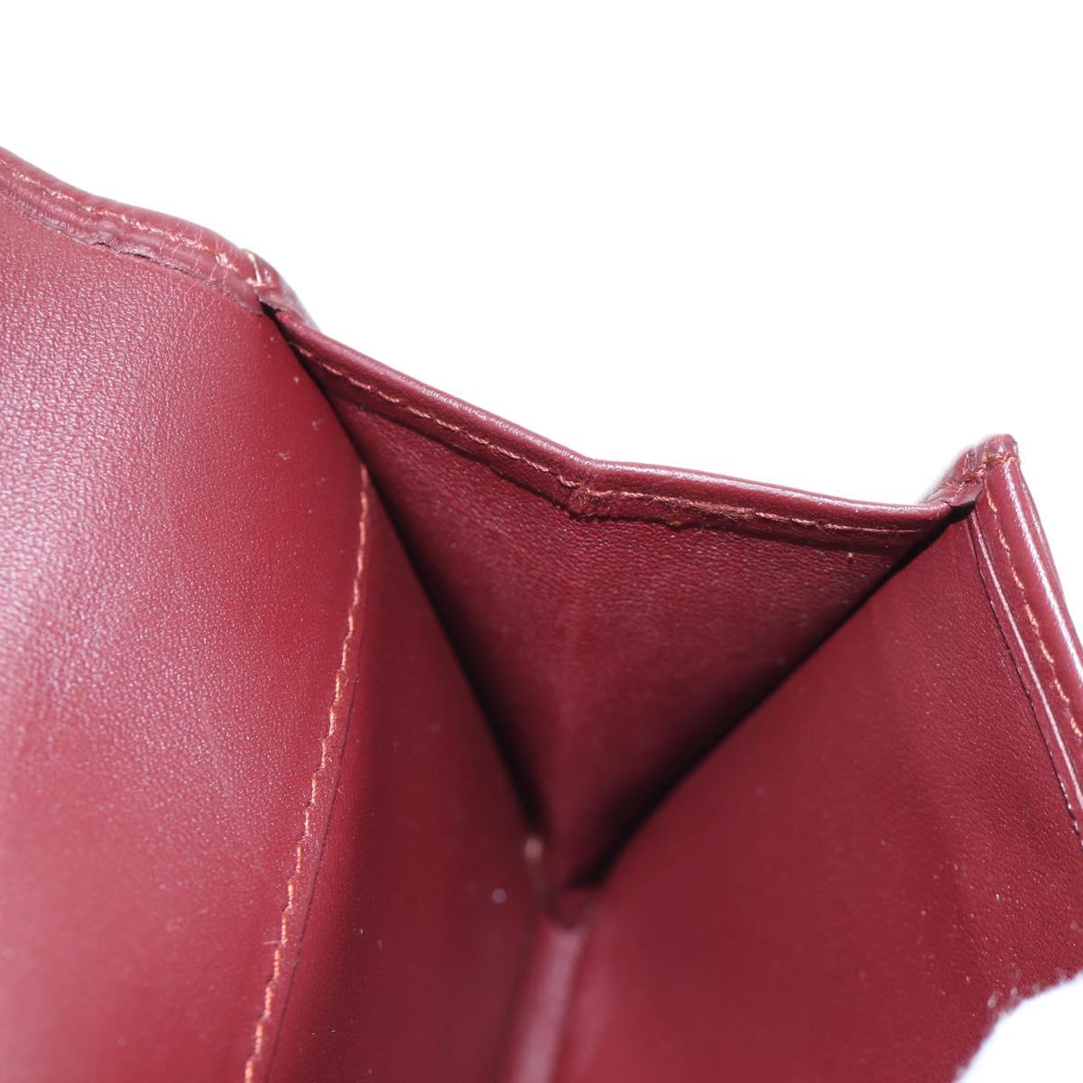 CARTIER Must Line Coin Purse Leather Bordeaux Gold Auth 191853V
