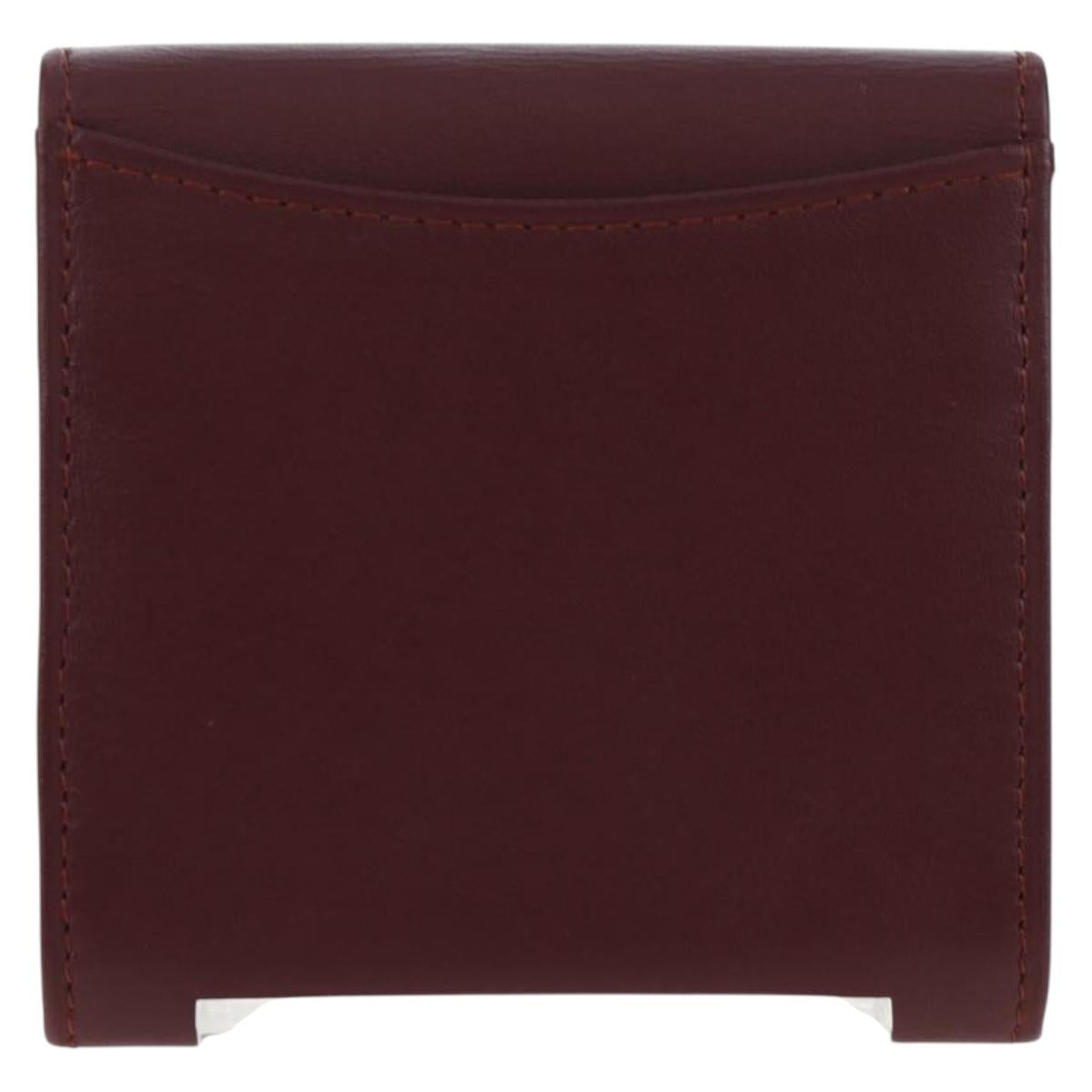 CARTIER Must Line Coin Purse Leather Bordeaux Gold Auth 191853V