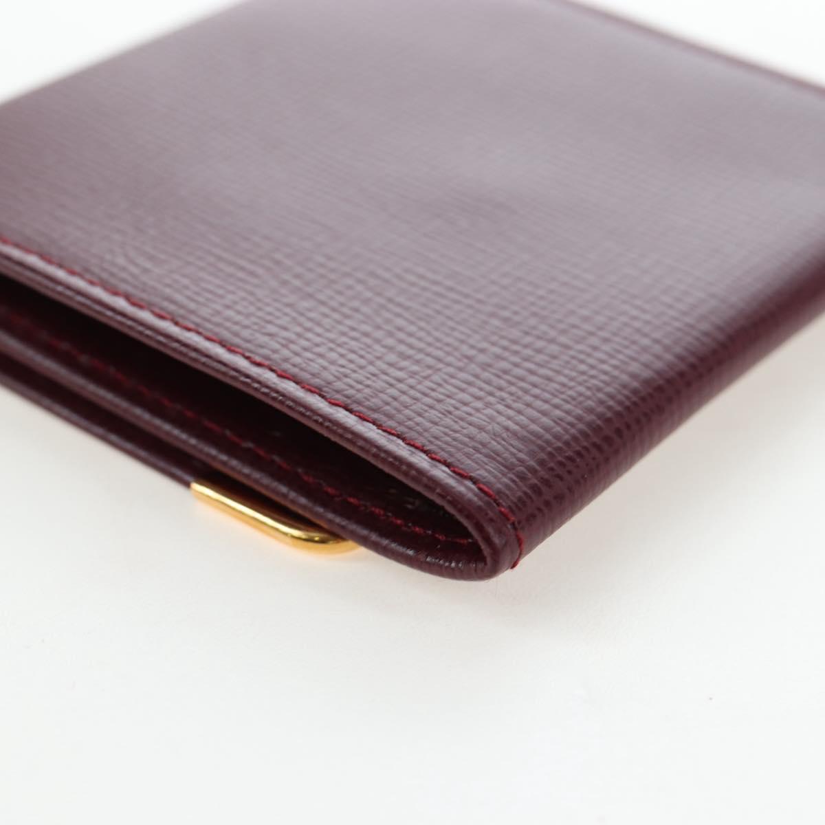CARTIER Must Line Coin Purse Leather Bordeaux Gold Auth 191855V