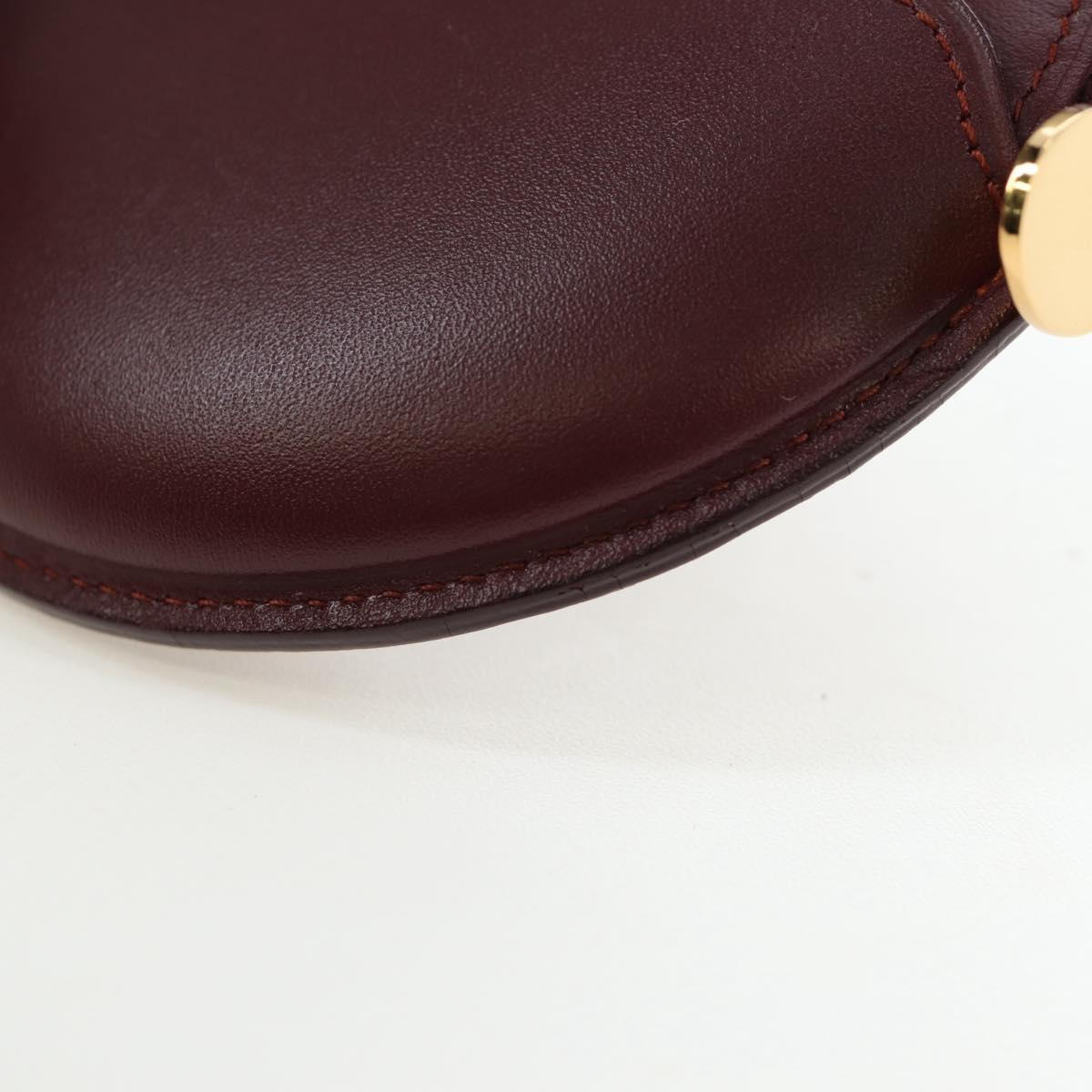CARTIER Must Line Coin Purse Leather Bordeaux Gold Auth 191856V